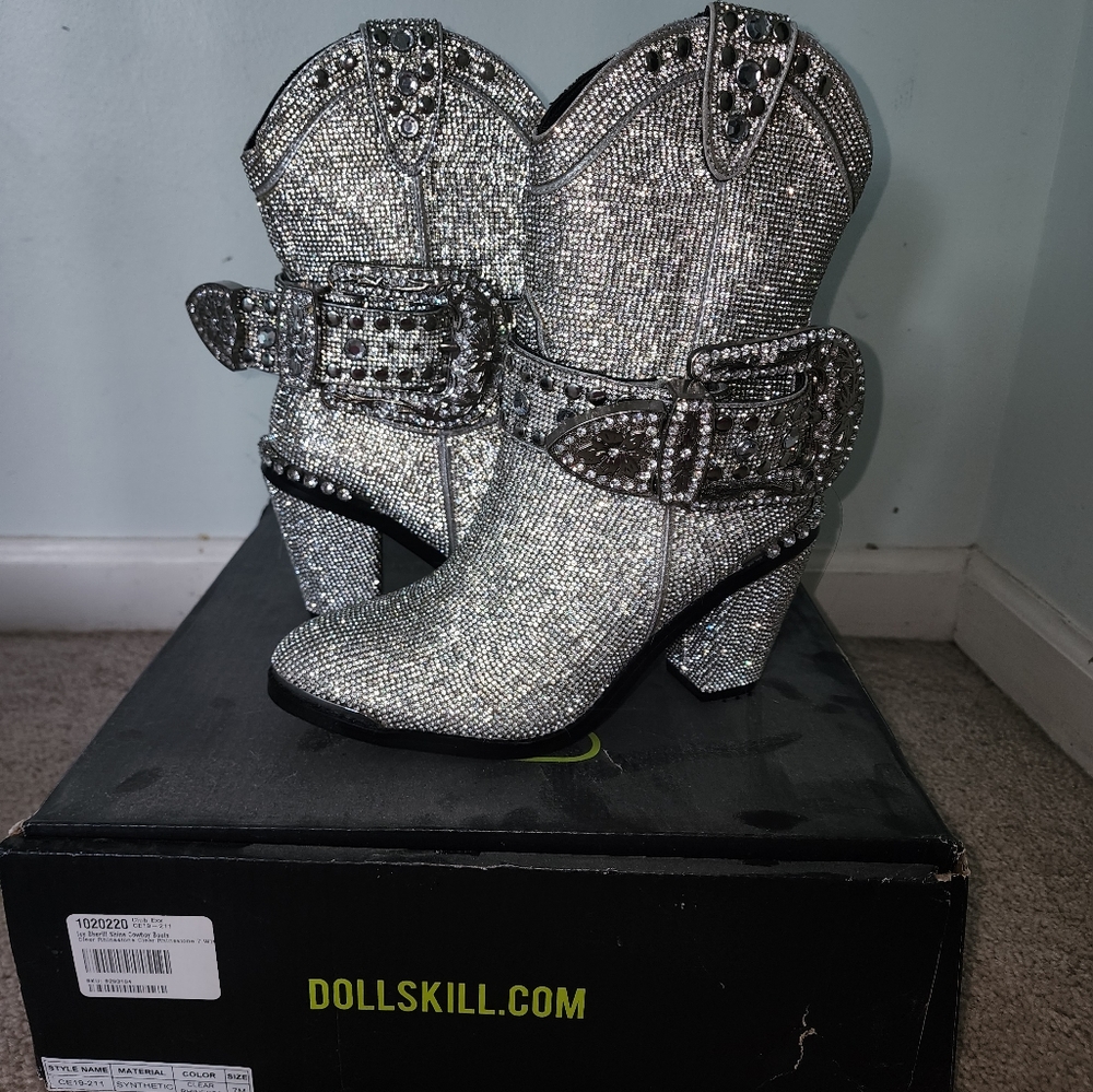 Dolls Kill Rhinestone Corwgirl boots